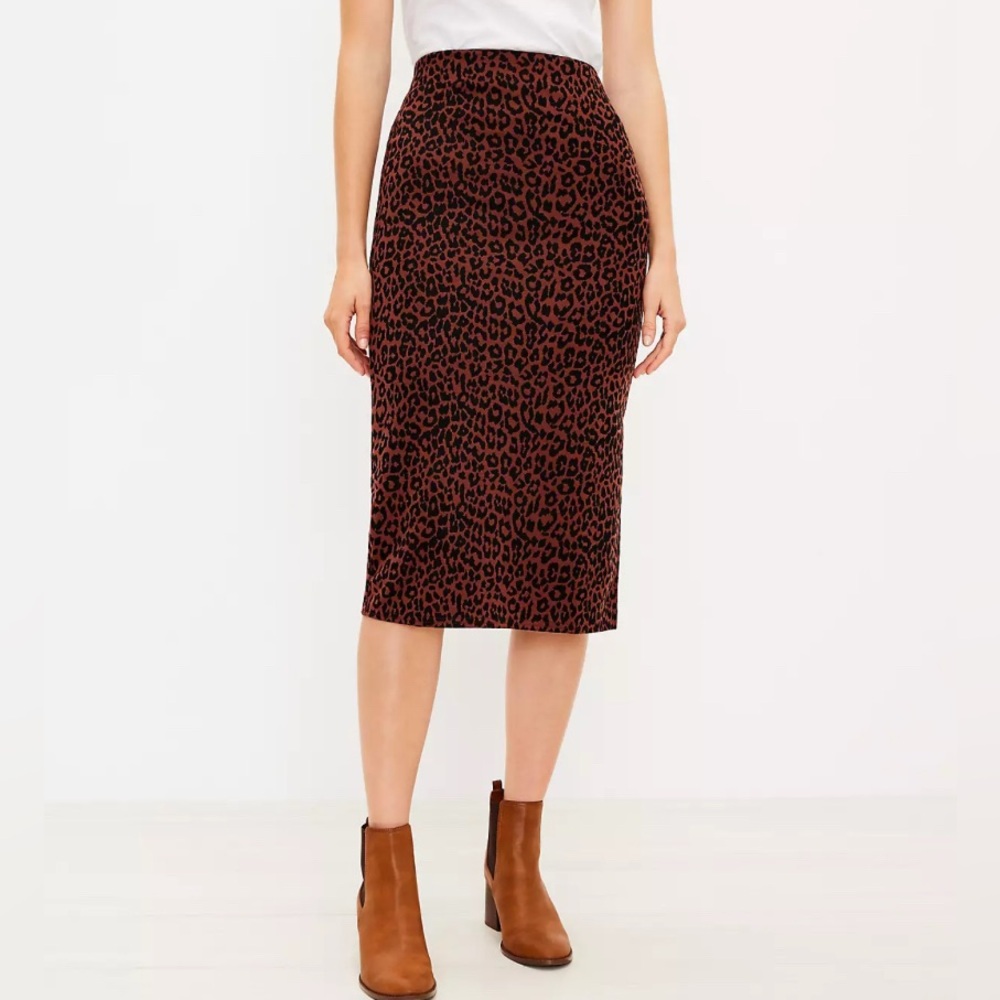 Ann Taylor, LOFT, Brown and Black Midi Pencil Skirt, size medium, EUC